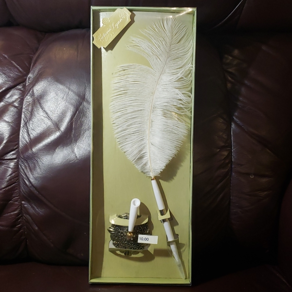 Feather Pen with Holder